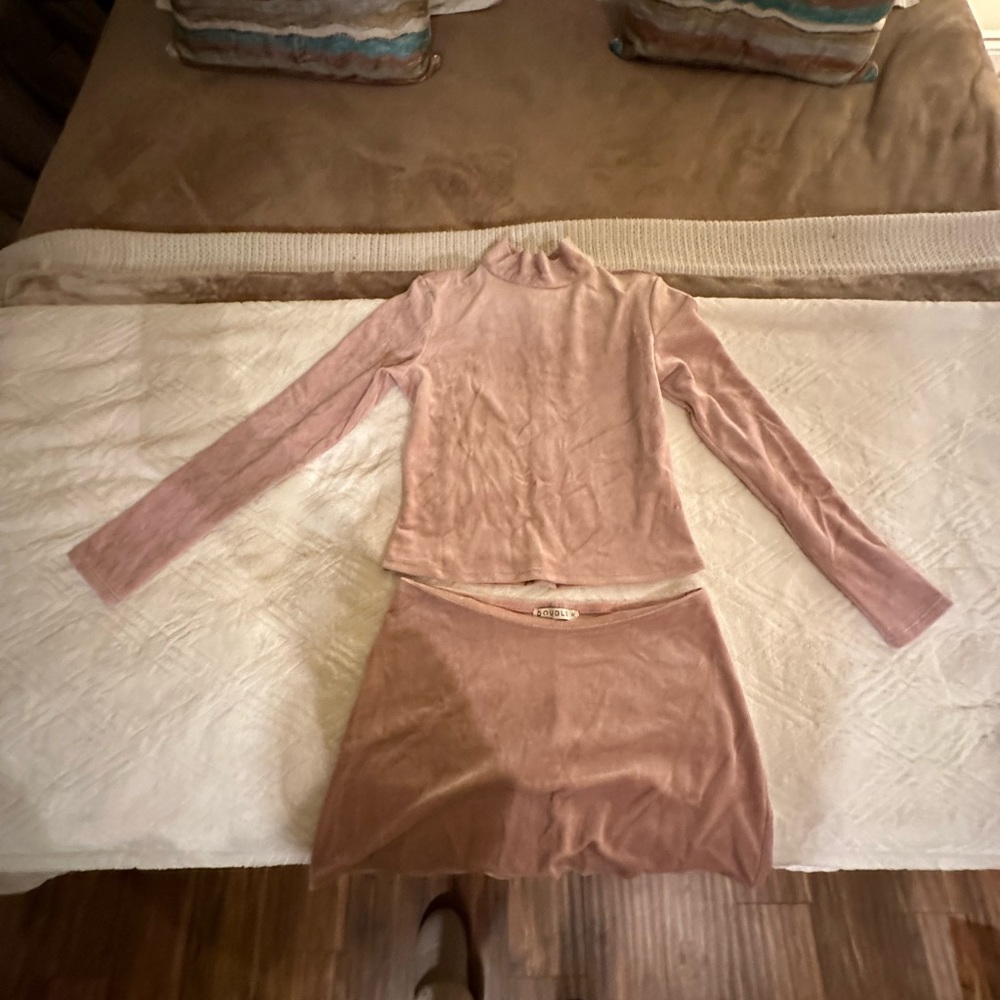 Vintage Y2K Baby Pink Velvet Set